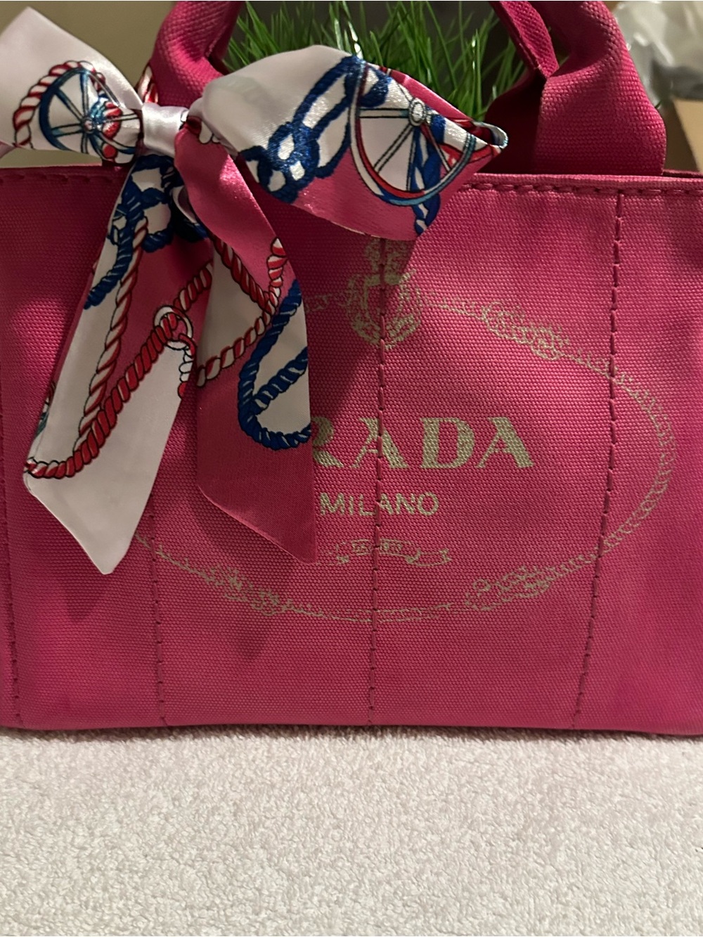 Prada Pink Canvas Small Tote Crossbody Bag Adjustable Strap